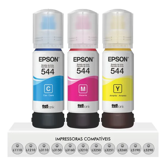 Kit 3 Tintas Originais Coloridas Epson T544 P/ L1250 L3250