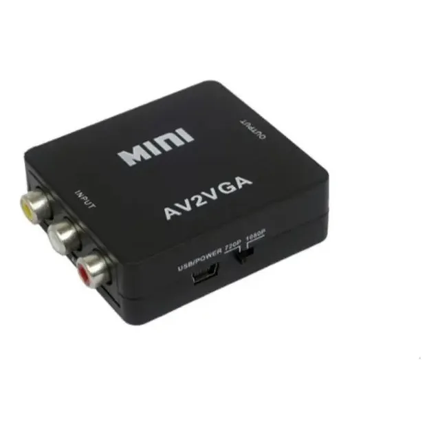 Adaptador Convertidor Av A Vga Audio Video Tv Pc X1 Negro