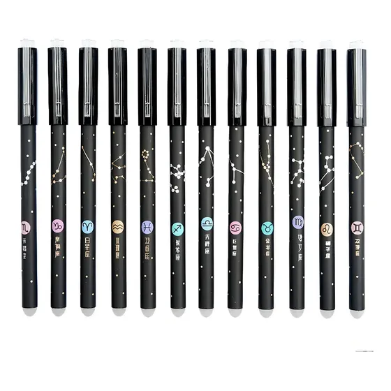 Set Lápices Gel Borrable 0.5mm Negro 12 Unidades Tinta Gel Constelaciones | Cuotas sin interés