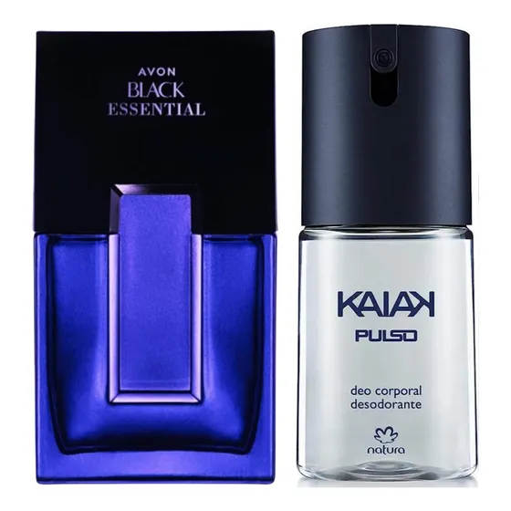 Black Essential Tradicional Deo Colonia Avon 100ml + Natura Kaiak Pulso Deo Corporal 100ml