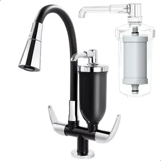 Torneira Filtro Bancada De Cozinha FlexĂvel Cone Cromado Acabamento Brilhante Preto Torneira Filtro Bancada De Cozinha FlexĂvel Cone Cromado Acabamento Brilhante Preto