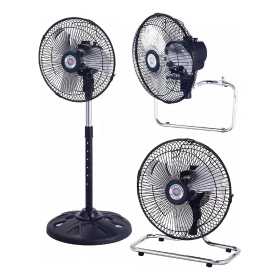 Ventilador 3 En 1 Pared - Mesa - Pie Potente (10 Pulgadas) Estructura Negro Aspas Cromada 110v
