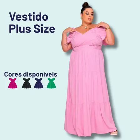 Vestido Longo Plus Size Evangélico Acinturado Com Ajuste