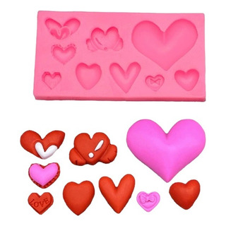 Molde De Silicon Fondant, Resina, Pasta, Corazones X 9 Molde De Silicon Fondant, Resina, Pasta, Corazones X 9