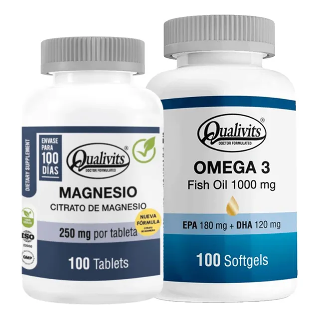 Citrato De Magnesio 250 Mg + Omega 3 X100 Qualivits Fish Oil