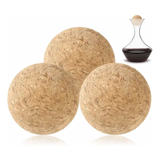 Bola Corcho 3 Pieza Tapon Madera Para Botella Decantador