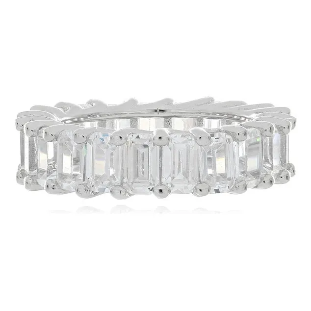 Anillo Plata Argolla Infinito Zircones Baguette An479