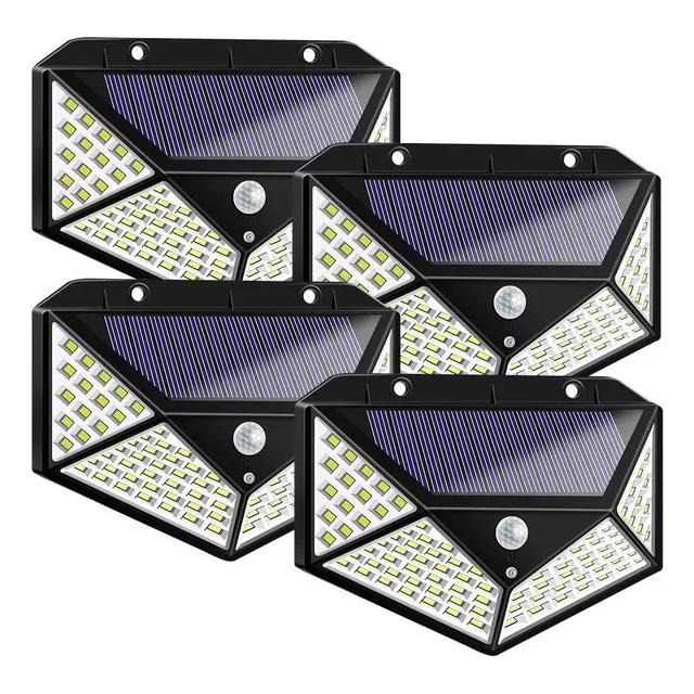 Pack X4 Lampara Solar 100 Led Sensor De Movimiento
