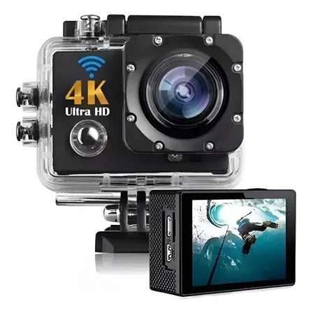 Filmadora 4k Hd 1080p Câmera 12mp Esporte Capacete Mergulho Cor Preto