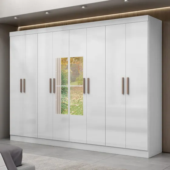 Ropero 8 Puertas Con Estantes Placard Dormitorio Gris