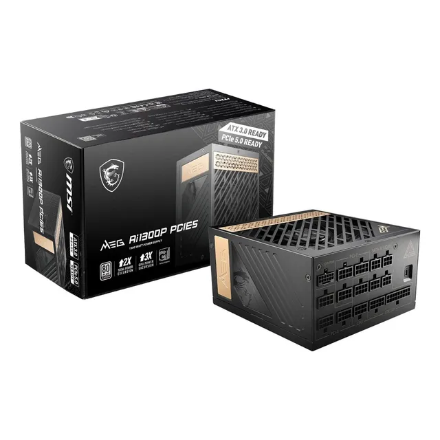 Fuente de Poder PC 1300W Gamer MSI MEG Ai1300P PCIE5 80 Plus Platinum Modular