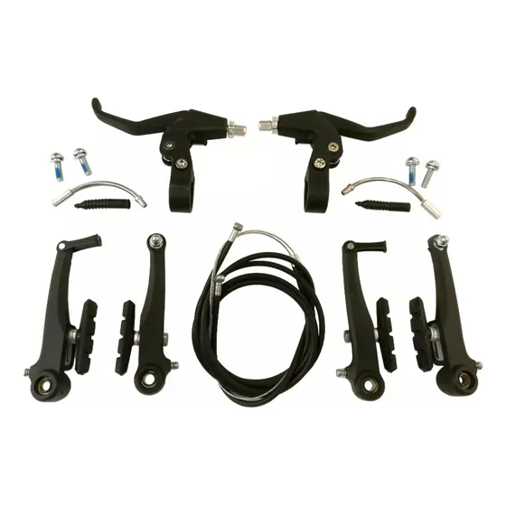 Kit Completo De Frenos V-brake Para Bicicleta Mtb Ruta Paseo Color Negro