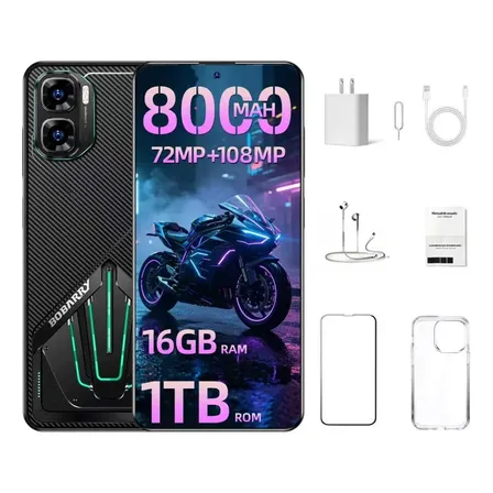 Celular Gamer Barato Gt50 Pro 5g Desbloqueado,16gb Ram 1024gb Rom Pantalla 6.82  Hd+,cámara 72mp+108mp Batería 8000mah Gps Android15 Smartphone Gaming Negro