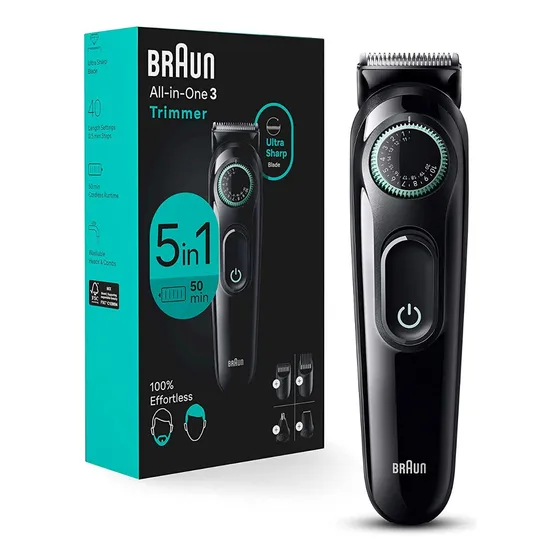 Maquina Rasuradora Para Cabello Braun Serie 3 5 En 1 Aio3450 Color Negro