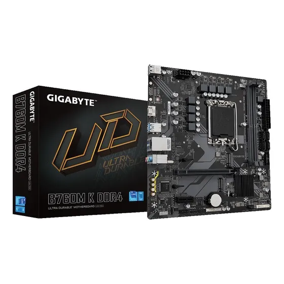 Placa-mãe de computador Gigabyte B760 B760M K DDR4 B760M para PC cor preta