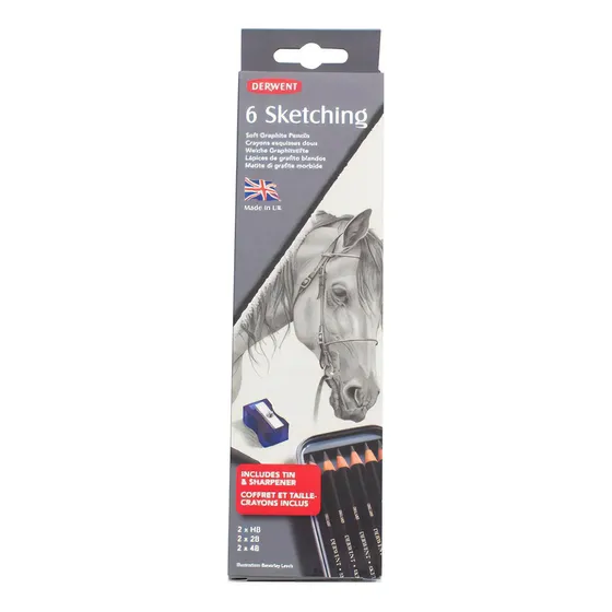 Lápices Madera 6pz Hb 2b 4b Sketching Derwent Nuevos Dibujo