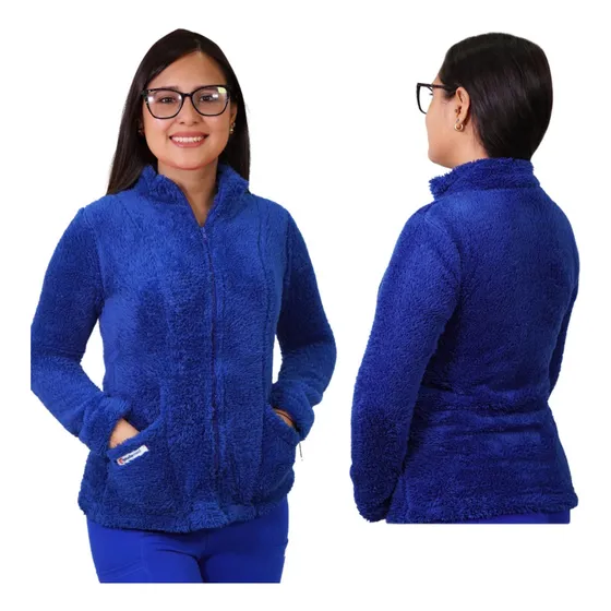 Uniforme Clínico Poleron Corderito Ripholia Azul Rey Poliéster M