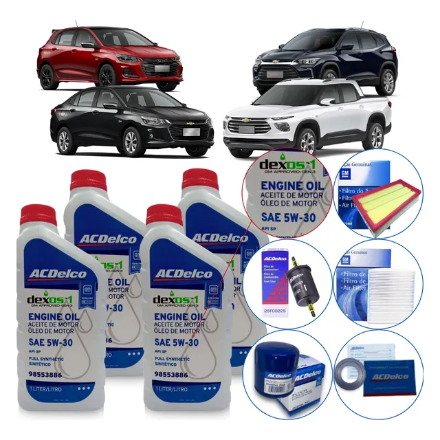 Kit Óleo 5w30 Dexos1 Gm Onix Tracker 3 Cil Turbo Com Filtros