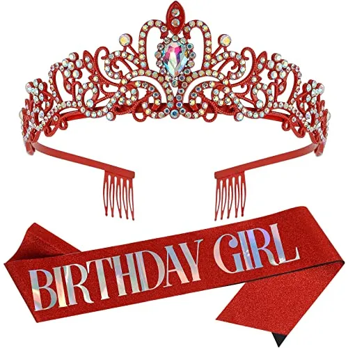  Birthday Girl  Sash Amp; Rhinestone Tiara Set Oro Fpngd