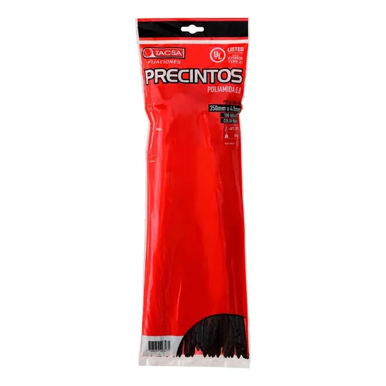 Precintos Plásticos Tacsa 350mm X 4.6mm Negro X 500 Unidades
