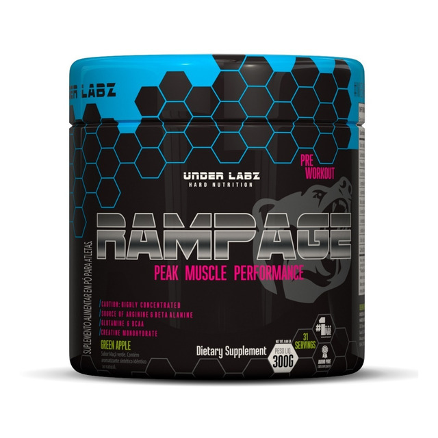 Suplemento Em Pó Rampage - 300g - Under Labz (30 Doses) Sabor Green Apple Suplemento Em Pó Rampage - 300g - Under Labz (30 Doses) Sabor Green Apple