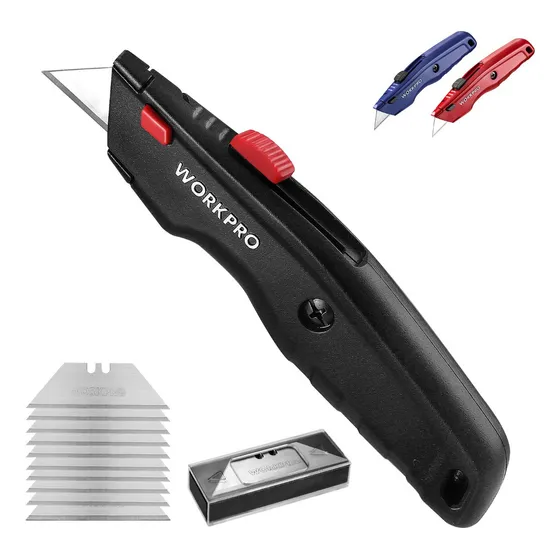 Navaja Multiusos Retráctil Cúter Workpro Quick Change, Negra