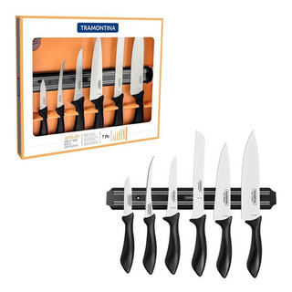 Jogo De Facas Tramontina Inox C/ Suporte Affilata 7 Pç Preto Jogo De Facas Tramontina Inox C/ Suporte Affilata 7 Pç Preto