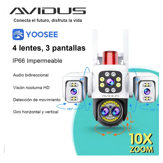 16mp Cámara De Seguridad Exterior 4 Lentes Wifi 10x Zoom+ Ai