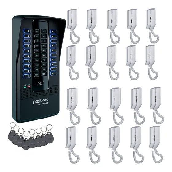Kit Porteiro Coletivo Interfone 20 Pontos E Tag Intelbras