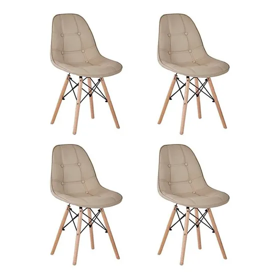 Cadeira De Jantar Charles Eames Estofada Botonê 4 Unidades