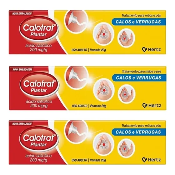 Kit Calos E Verrugas Calotrat Plantar Com 3un De 20g Cada
