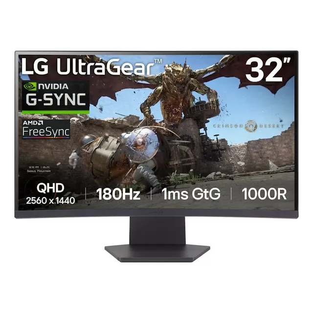 Monitor Curvo LG Ultragear 32gs60qc 2k 180hz Gsync Color Negro