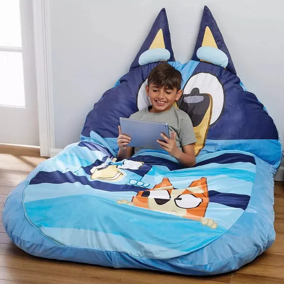 Cojín Cama Sleeping Silla Puff 2en1 Bluey Niño 119x163cm