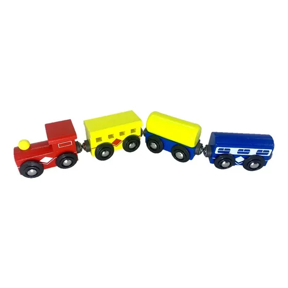 Tren Madera Trencito Locomotora Vagones Imantado Cubeta Toys