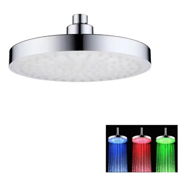 Regadera Luz Led Tipo Lluvia Cromado Redonda 20cm Diametro