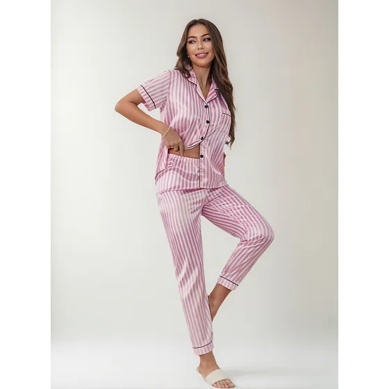 Pijama Feminino Mulher Inspiração Victoria Secrets Listrado