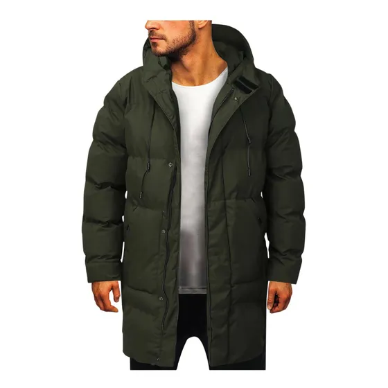 Chaqueta Larga Acolchada Para Hombre Abrigada Resistente Al