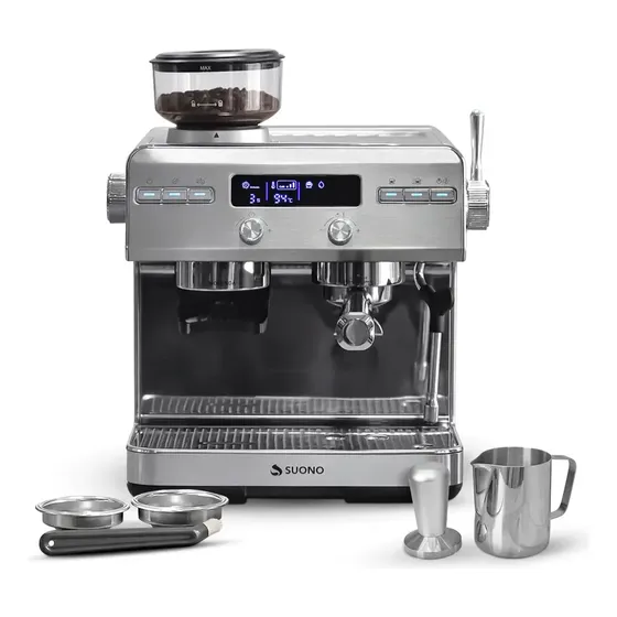 Cafetera Expreso Atelier Con Molinillo Suono 2.8L Portafiltro 58mm 20 Bares Color Acero inoxidable