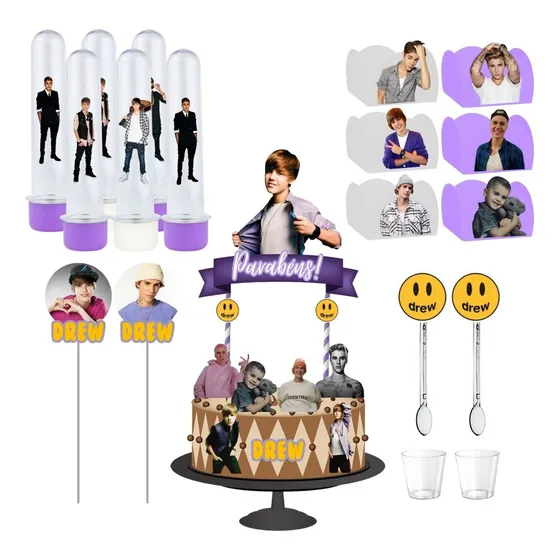 Kit Festa #kf Justin Bieber Forminha Tubete Topper