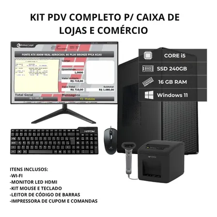 Kit Pc Pdv Completo Frente De Caixa Sistema Lojas Comércio 240 Gb 16 Gb Intel Hd Graphics