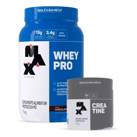 Combo Whey Pro 1kg E Creatina 150g Da Max Titanium