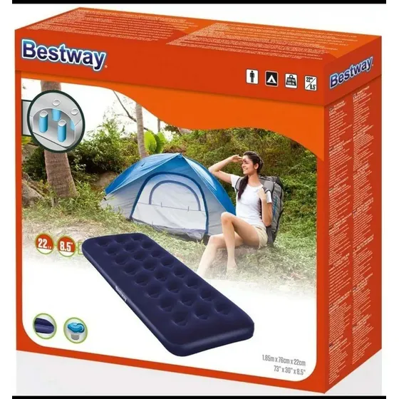 Colchon Inflable 1 Plaza Camping Bestway 67000 185x76x22cm Color Azul