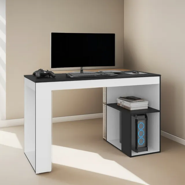 Escritorio Gamer Astana, Blanco Duqueza Y Wengue