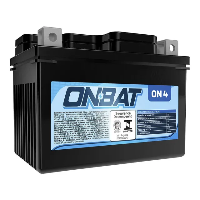 Bateria Moto Lt80 Quadsport 1987 A 2006 Onbat On 4 12v 3,7ah