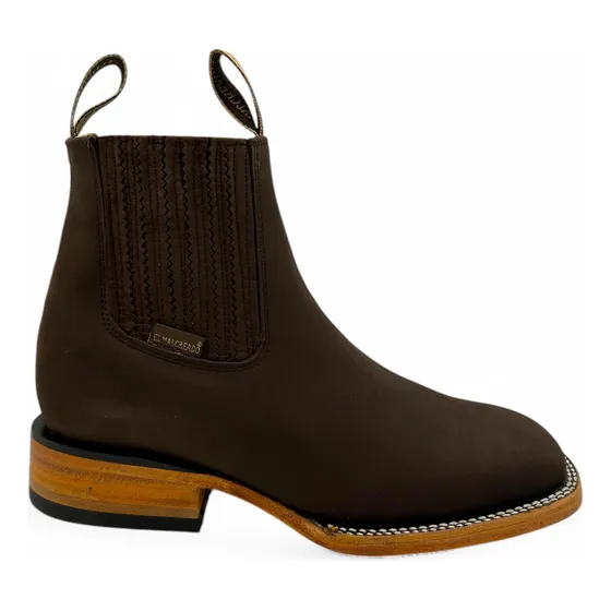 Botin Vaquero, Hombre,bulldog Nobuk Cafe Suela Cuero
