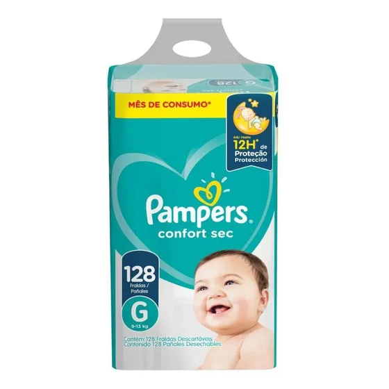 Fralda Descartável Infantil Pampers Confort Sec G 128 Unid