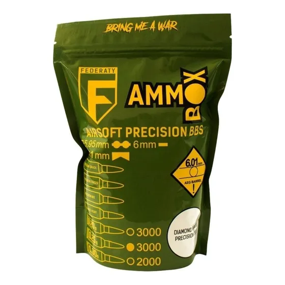 Bbs Bolinha Munição Airsoft 0,25g Pacote Ammo Box Federaty