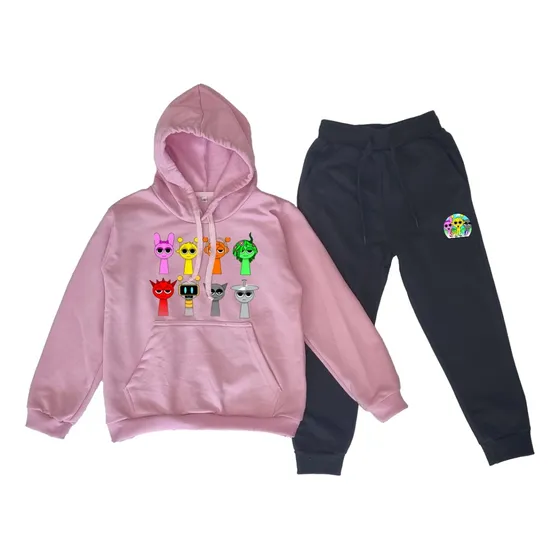 Conjunto Deportivo Niños/as Sprunki Felpa Algodón C/ Capucha Rosa 16