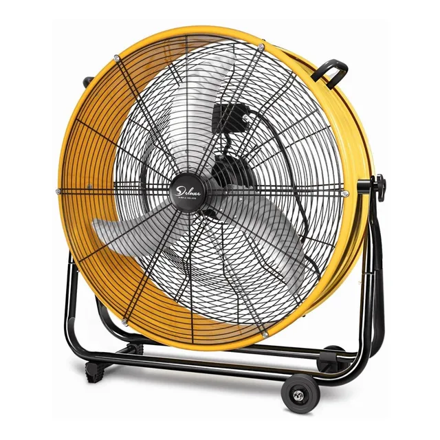 Ventilador Industrial de Piso Simple Deluxe HIFANXDRUM24 110V Amarillo
