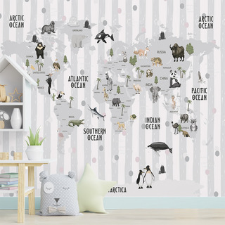 Papel De Parede Infantil Mapa Mundi Neutro Bichos Quarto 1mÂČ Papel De Parede Infantil Mapa Mundi Neutro Bichos Quarto 1mÂČ